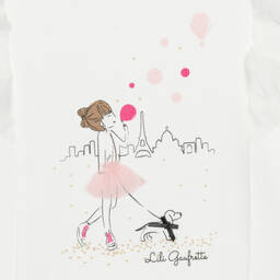 Lili Gaufrette-Girls White Cotton Paris Sweatshirt  | Childrensalon Outlet