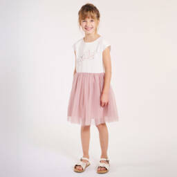 Lili Gaufrette-Ivory & Pink Tulle Frock Delight | Childrensalon Outlet