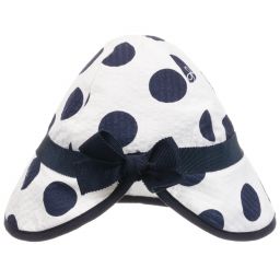 Lili Gaufrette-White & Blue Cotton Hat | Childrensalon Outlet