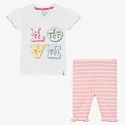 ليلي آند سيد-Baby Girls Pink & White Cotton Shorts Set | Childrensalon Outlet