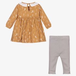 Lilly and Sid-Beige & Grey Baby Dress Set | Childrensalon Outlet