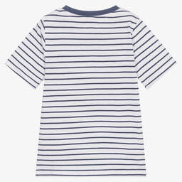 ليلي آند سيد-Girls Blue Stripe Cotton T-Shirt | Childrensalon Outlet