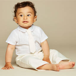 Little Darlings Occasion-Boys Ivory 'Spencer' Cotton 3 Piece Suit | Childrensalon Outlet