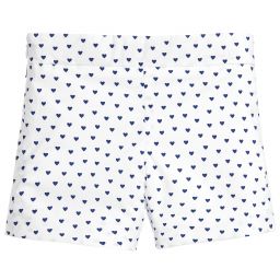 ليتل دارلينغز-شورت قطن لون أبيض و كحلي بطبعة قلوب | Childrensalon Outlet