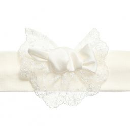 Little Darlings Occasion-طوق للشعر مزين بدانتيل وفيونكة لون عاجي | Childrensalon Outlet