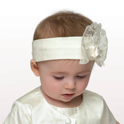 Little Darlings Occasion-طوق للشعر مزين بدانتيل وفيونكة لون عاجي | Childrensalon Outlet