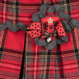Little Darlings-Girls Red Tartan & Rose Skirt  | Childrensalon Outlet