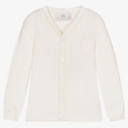 Little Darlings-Ivory Cotton Knit Cardigan | Childrensalon Outlet