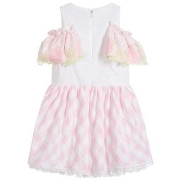 Little Darlings-Pink & White Cotton Dress  | Childrensalon Outlet