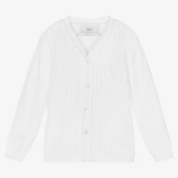Little Darlings-White Cotton Knit Cardigan | Childrensalon Outlet