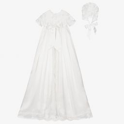 Little Darlings Occasion-White Silk Ceremony Gown & Bonnet | Childrensalon Outlet