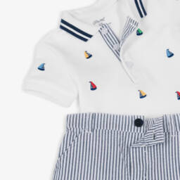 Little Me-Морской комплект рубашка поло и шорты для мальчиков в полоску | Childrensalon Outlet