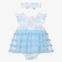 ليتل مي-فستان قطني أزرق مزهر للبنات | Childrensalon Outlet