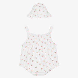 Little Me-Girls' Cherry Toweling Romper Set | Childrensalon Outlet