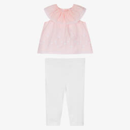 ليتل مي-طقم بناتي وردي وعاجي من الدانتيل | Childrensalon Outlet