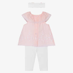 ليتل مي-طقم بناتي وردي وعاجي من الدانتيل | Childrensalon Outlet