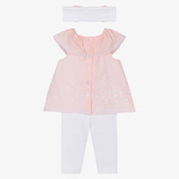 ليتل مي-طقم بناتي وردي وعاجي من الدانتيل | Childrensalon Outlet