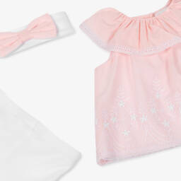 ليتل مي-طقم بناتي وردي وعاجي من الدانتيل | Childrensalon Outlet