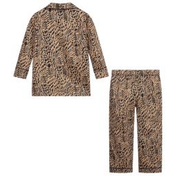 LiTTLE YOLKE-Beige Animal Print Pyjamas | Childrensalon Outlet