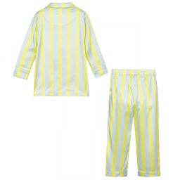 LiTTLE YOLKE-Шелковая пижама желтого и голубого цвета | Childrensalon Outlet
