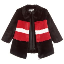 Loredana-Black & Red Faux Fur Coat | Childrensalon Outlet