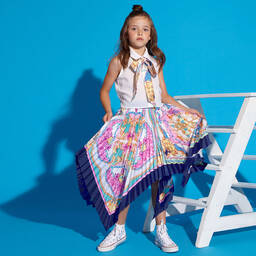 Loredana-Girls Pink & Blue Satin Skirt | Childrensalon Outlet