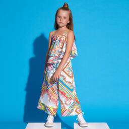 Loredana-Pink & Blue Culotte Trousers | Childrensalon Outlet