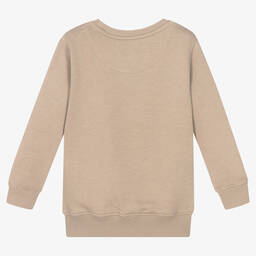 لايل آند سكوت-Boys Beige Cotton Logo Sweatshirt | Childrensalon Outlet