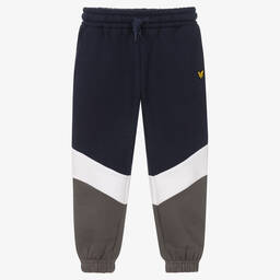 Lyle & Scott-Boys Blue & Grey Cotton Joggers | Childrensalon Outlet
