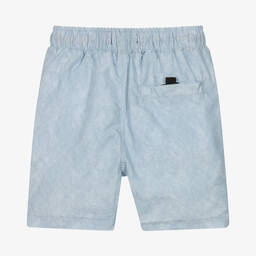 Lyle & Scott-Boys Blue Marbled Swim Shorts | Childrensalon Outlet