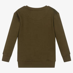 لايل آند سكوت-Boys Green Cotton Logo Sweatshirt | Childrensalon Outlet