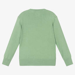 Lyle & Scott-Boys Green Cotton & Wool Logo Sweater | Childrensalon Outlet
