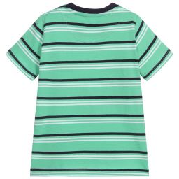 Lyle & Scott-Boys Green Striped Cotton Top  | Childrensalon Outlet