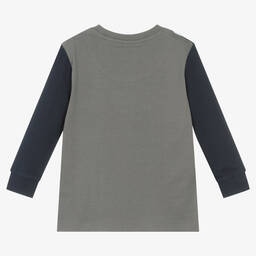 Lyle & Scott-Boys Grey Cotton Colourblock Top | Childrensalon Outlet