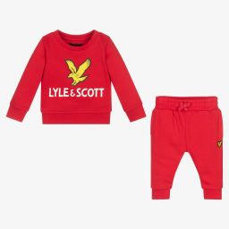 لايل آند سكوت-Boys Red Cotton Tracksuit | Childrensalon Outlet