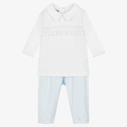 Magnolia Baby-Белый топ и голубые штанишки из хлопка | Childrensalon Outlet