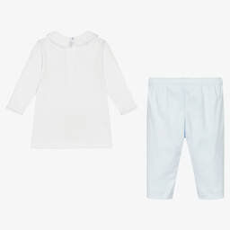 Magnolia Baby-Белый топ и голубые штанишки из хлопка | Childrensalon Outlet