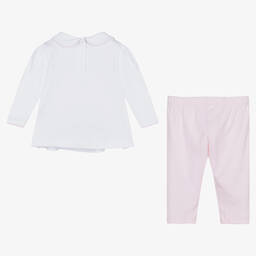 Magnolia Baby-طقم بنطلون قطن بيما لون زهري وأبيض للمولودات | Childrensalon Outlet