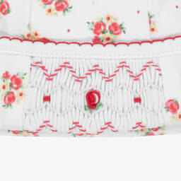 Magnolia Baby-Baby Girls White & Red Smocked Annalise Hat | Childrensalon Outlet