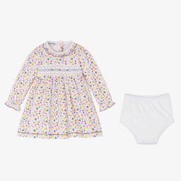 ماغنوليا بيبي-فستان مطرز سموكينغ قطن بيما فوال لون أبيض | Childrensalon Outlet