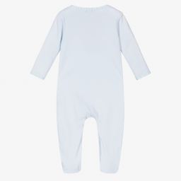 Magnolia Baby-Blue Cotton Bunny Babygrow | Childrensalon Outlet