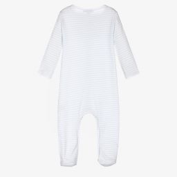 Magnolia Baby-Blue Pima Cotton Babygrow | Childrensalon Outlet