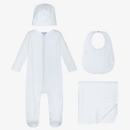 Magnolia Baby-Blue Pima Cotton Babysuit Set | Childrensalon Outlet
