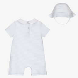 Magnolia Baby-Blue Pima Cotton Babysuit Set | Childrensalon Outlet