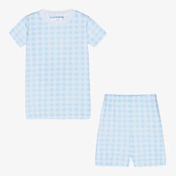 Magnolia Baby-Голубая пижама из хлопка пима в клетку | Childrensalon Outlet