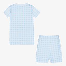 Magnolia Baby-Голубая пижама из хлопка пима в клетку | Childrensalon Outlet