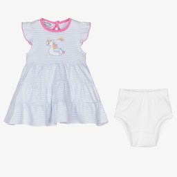 Magnolia Baby-Blue Unicorn Baby Dress Set | Childrensalon Outlet