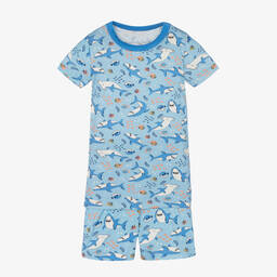 Magnolia Baby-Boys Blue Cotton Shark Zone Pyjamas | Childrensalon Outlet