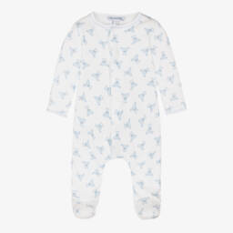 Magnolia Baby-أفرول بيبي غرو قطن بيما لون أبيض وأزرق للمواليد | Childrensalon Outlet