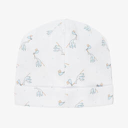 ماغنوليا بيبي-قبعة قطن بيما لون أبيض وأزرق للمواليد | Childrensalon Outlet